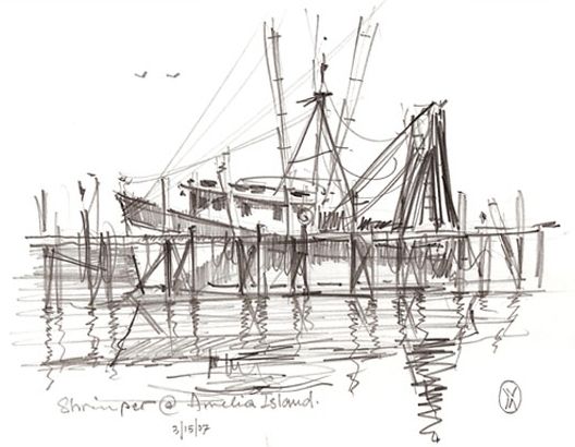 Shrimp Boat Sketch at PaintingValley.com | Explore collection of Shrimp ...