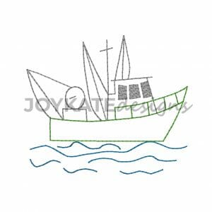 300x300 Shrimp Boat Vintage Embroidery Design Joy Kate Designs - Shrimp Boat Sketch
