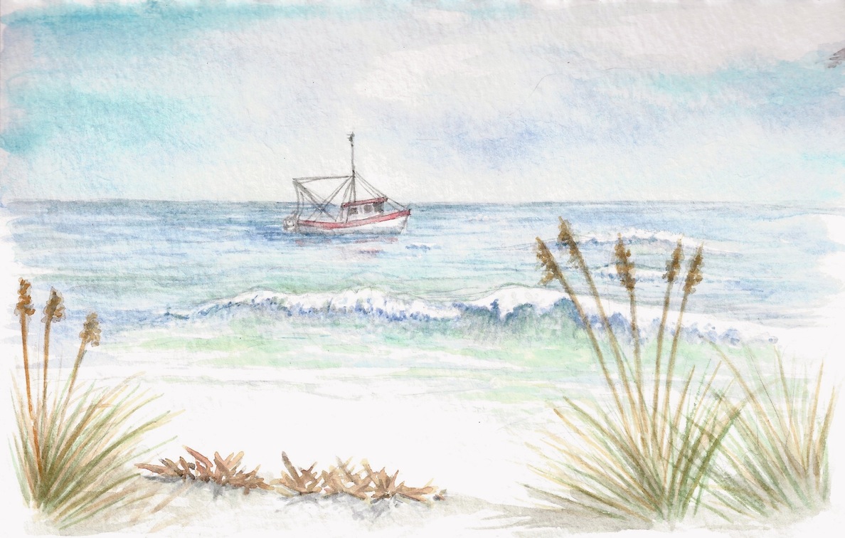 1188x756 Art Is The Journey October 2012 - Shrimp Boat Sketch