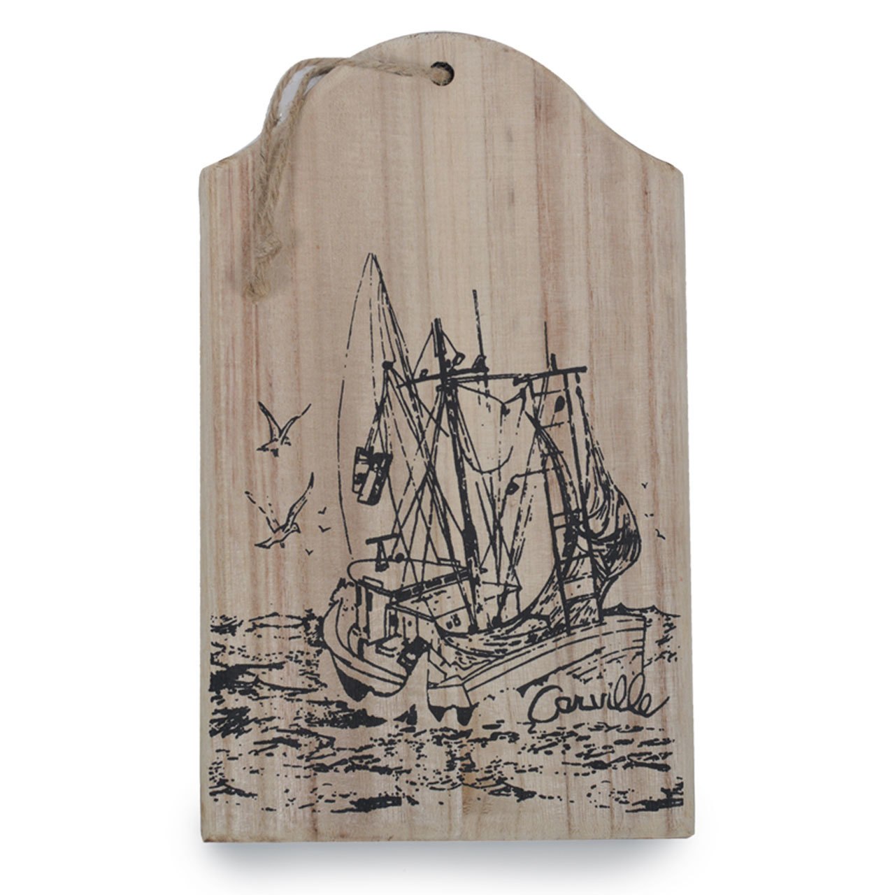 1280x1280 Carville Decorative Wooden Board - Shrimp Boat Sketch