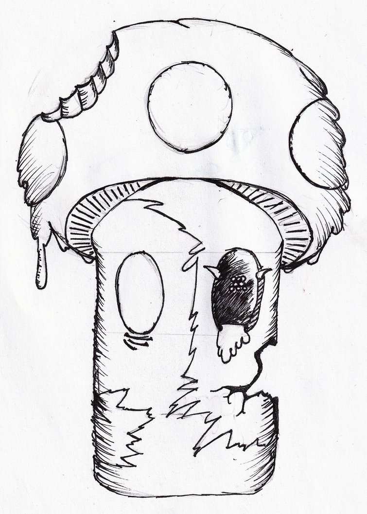 755x1057 Zombie Shroom (Sketch) By Demonchild02 - Shroom Sketch