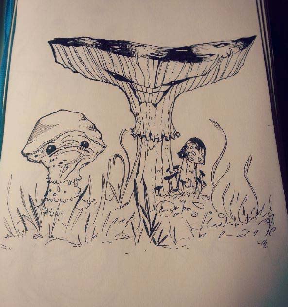 593x633 Tina Heitmann On Twitter Good Shroom, Bad Shroom - Shroom Sketch