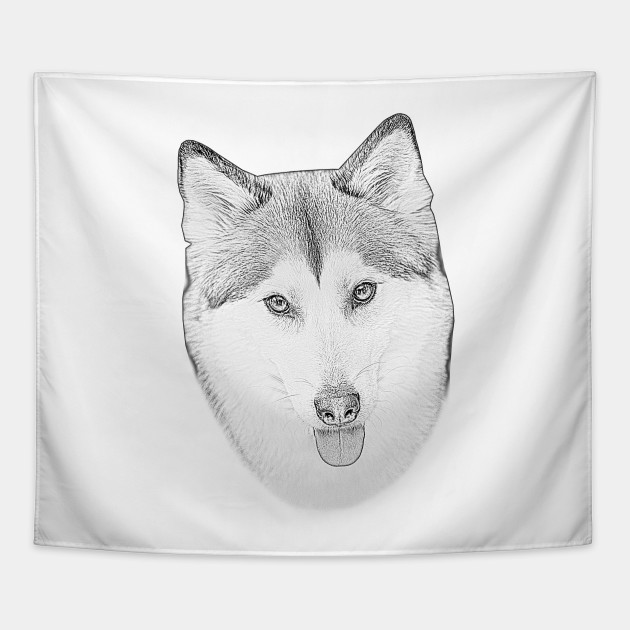 630x630 Husky Love Sketch Portrait - Siberian Husky Sketch