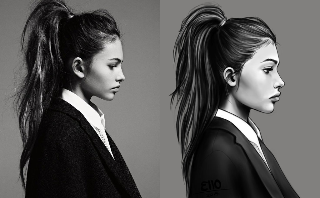 1024x632 Girl Side Profile Sketch By Elloxomow - Side Portrait Sketch