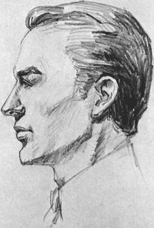 584x861 Glowing Pencil Shade Drawing - Side Portrait Sketch