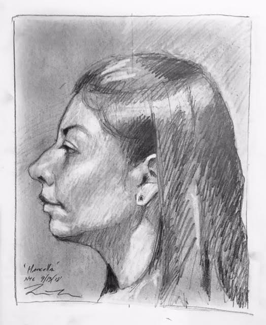 524x640 Profile Portrait Demonstrations Drawing On The Right Side Of The - Side Portrait Sketch