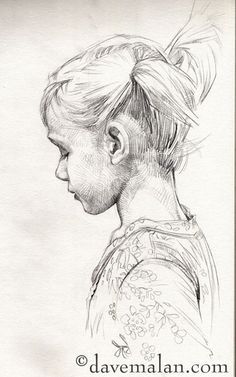 236x377 Pencil Sketch - Side Portrait Sketch