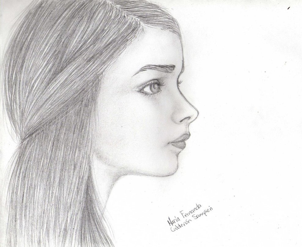 Side Profile Face Sketch at PaintingValley.com | Explore collection of