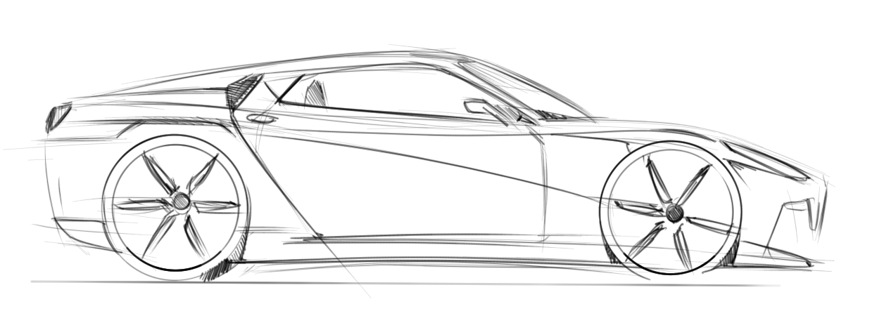 1256x443 How To Draw Cars Side View - Side Sketch