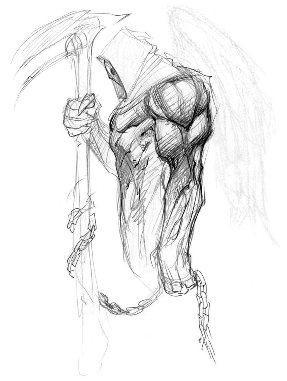 980x1300 Death Side Sketch Video Games Artwork - Side Sketch