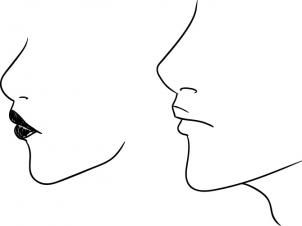 302x226 Sketch Clipart Side Profile Face - Side View Face Sketch
