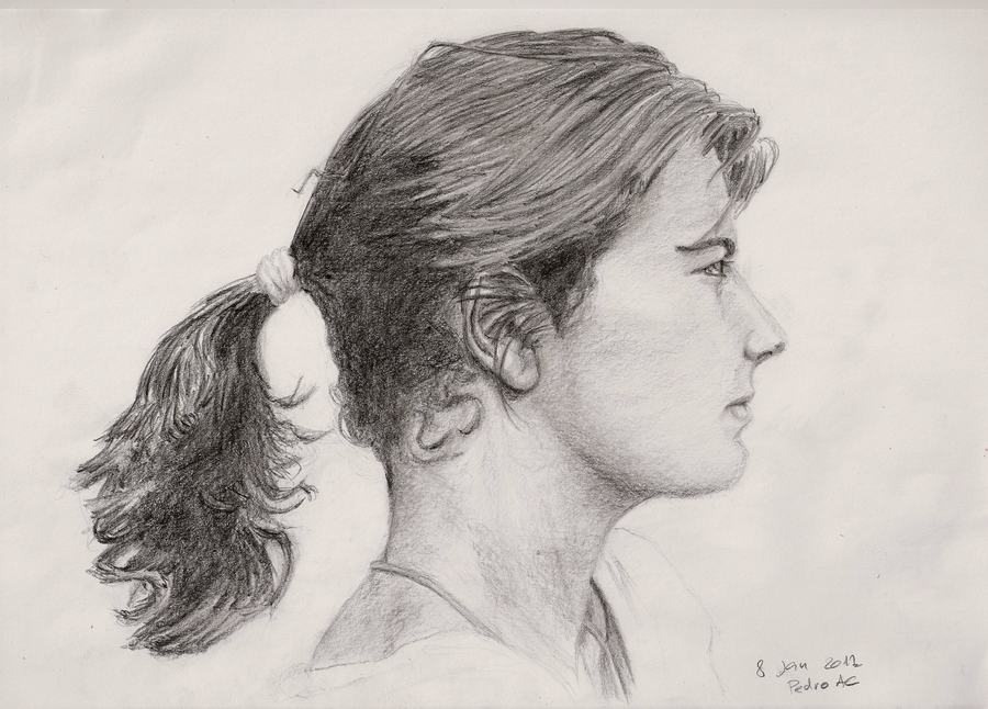 900x646 Female Face Side View - Side View Face Sketch
