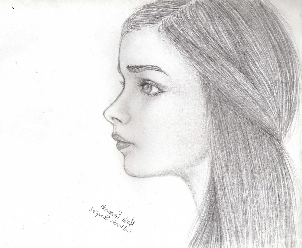 Beautiful Girl Side Face Sketch