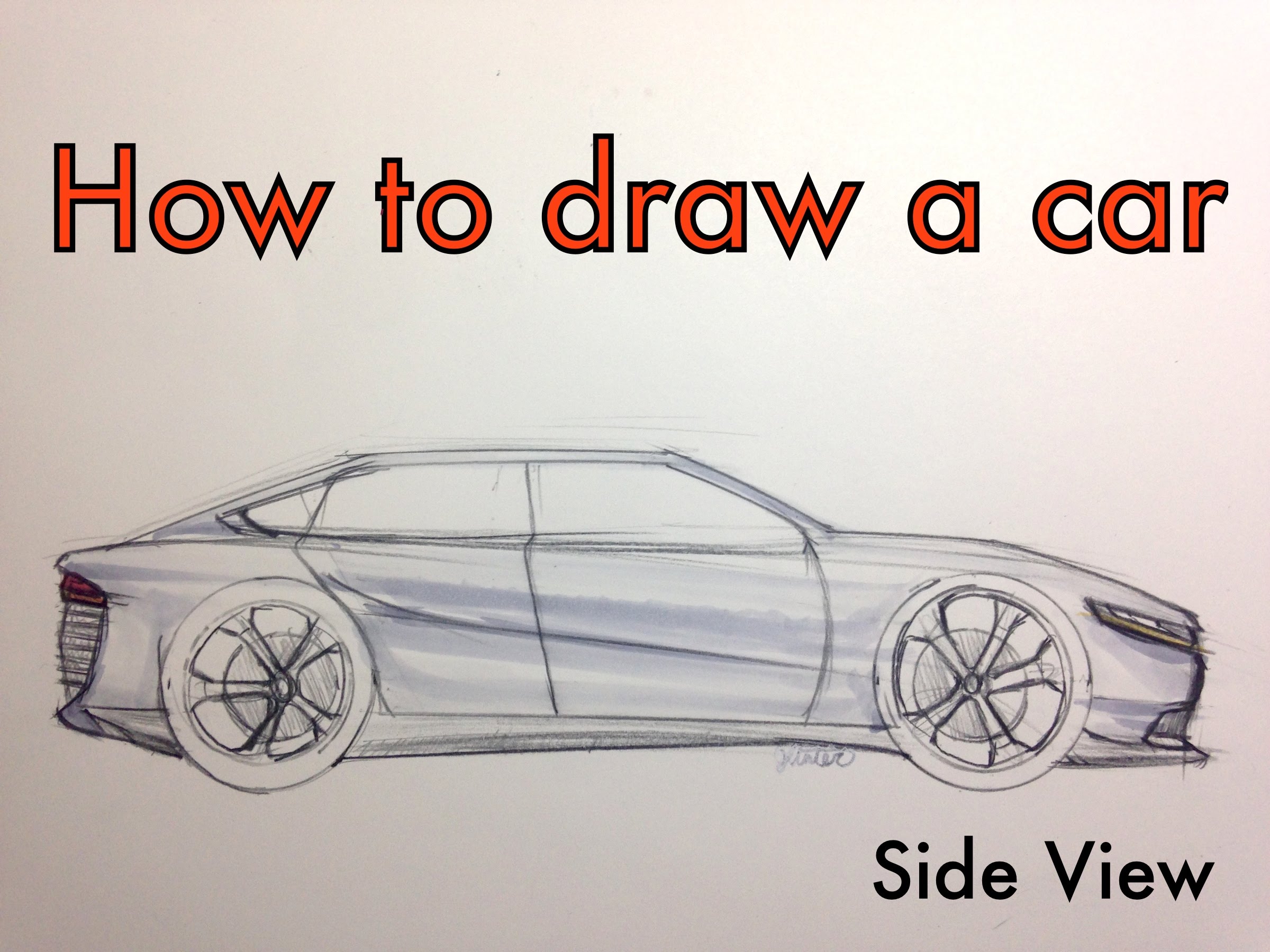 2400x1800 How To Sketch A Car (Side View Tutorial) - Side View Sketch