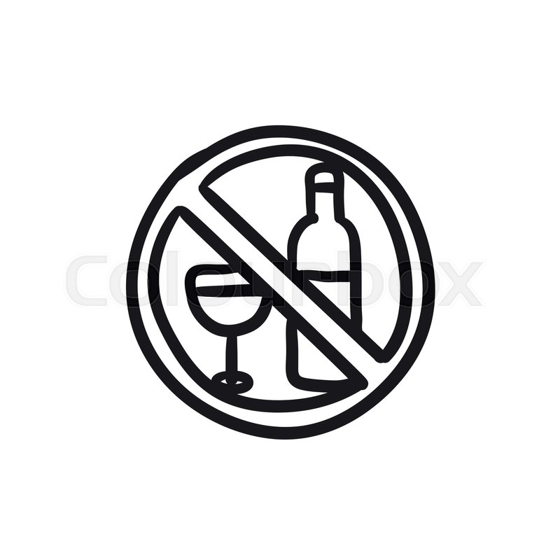 800x800 No Alcohol Sign Vector Sketch Icon Isolated On Background. Hand - Sign Sketch