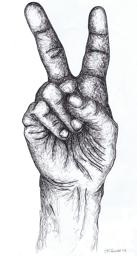 483x900 Peace Sign Drawing By Kamil Swiatek - Sign Sketch