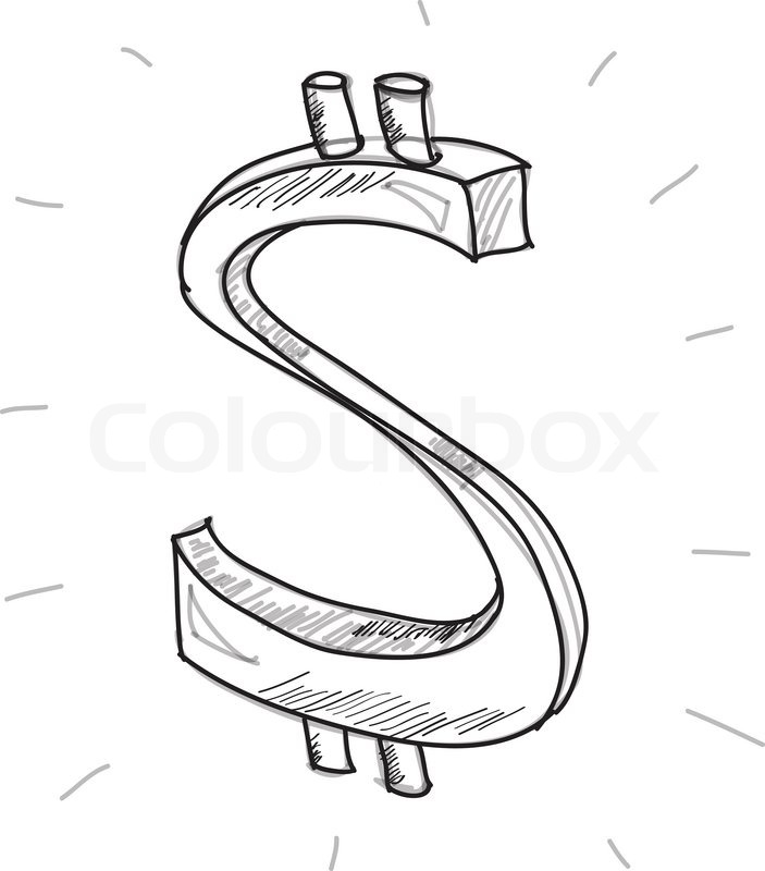 703x800 Dollar Sign Sketch Stock Vector Colourbox - Sign Sketch
