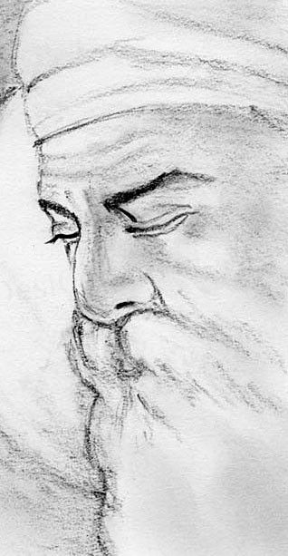 318x613 Painting Of Guru Nanak Dev Ji Maharaaj Sikhism - Sikh Sketch