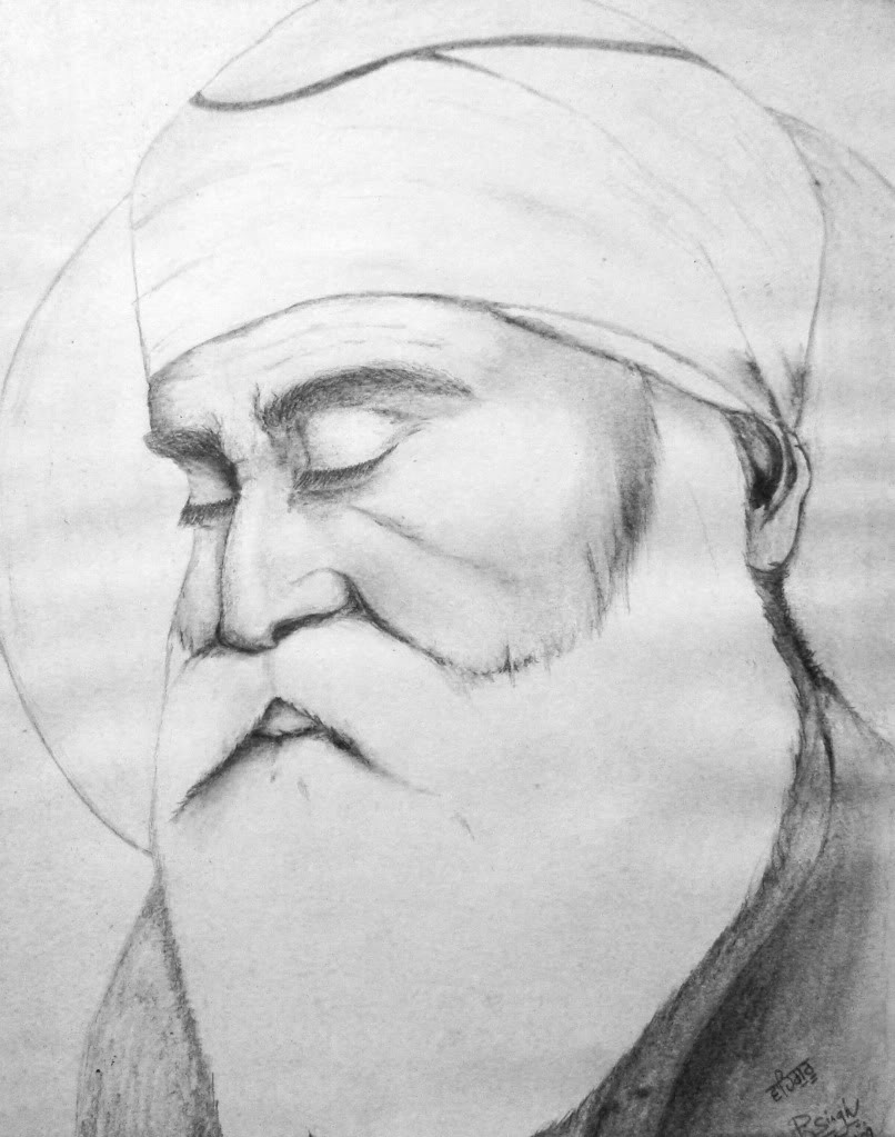 806x1023 Did A Pencil Sketch Of Guru Nanak Dev Ji - Sikh Sketch