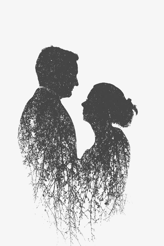 564x846 Couple Silhouette, Sketch, Photography, Double Exposure Png Image - Silhouette Sketch