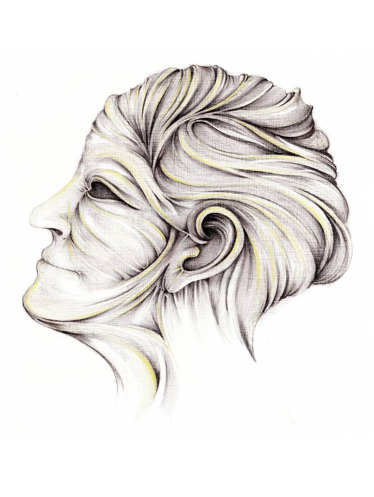 770x1024 Profile Of A Silk Headed Man Drawing By Marian Stoian Saatchi Art - Silk Sketch