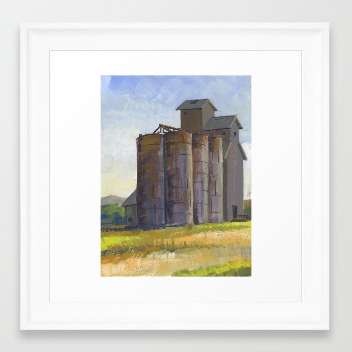 700x700 Silo, Montana Travel Sketch By Frank Joseph Framed Art Print By - Silo Sketch