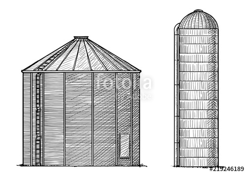 500x354 Silo Illustration, Drawing, Engraving, Ink, Line Art, Vector - Silo Sketch