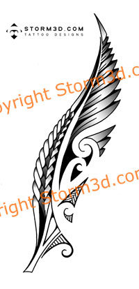 200x414 Silver Fern Storm3d Style Tattoo - Silver Fern Sketch