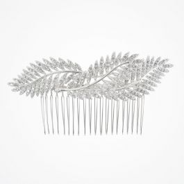 265x265 Crystal Embellished Leaves Hair Comb Silver Fern Comb - Silver Fern Sketch