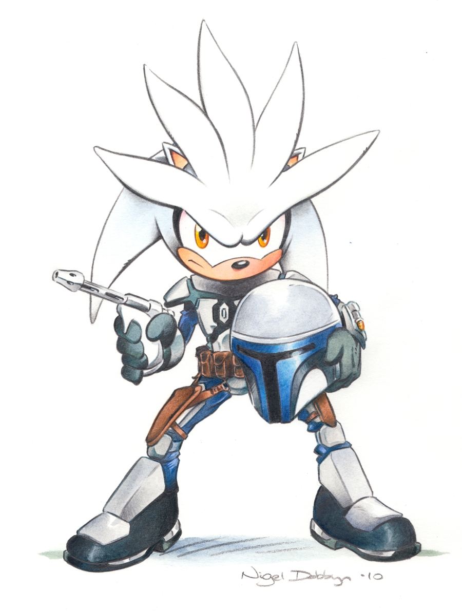 900x1190 Silver The Hedgehog Dress As Jango Fett By Nigel Dobbyn, In Steven - Silver The Hedgehog Sketch