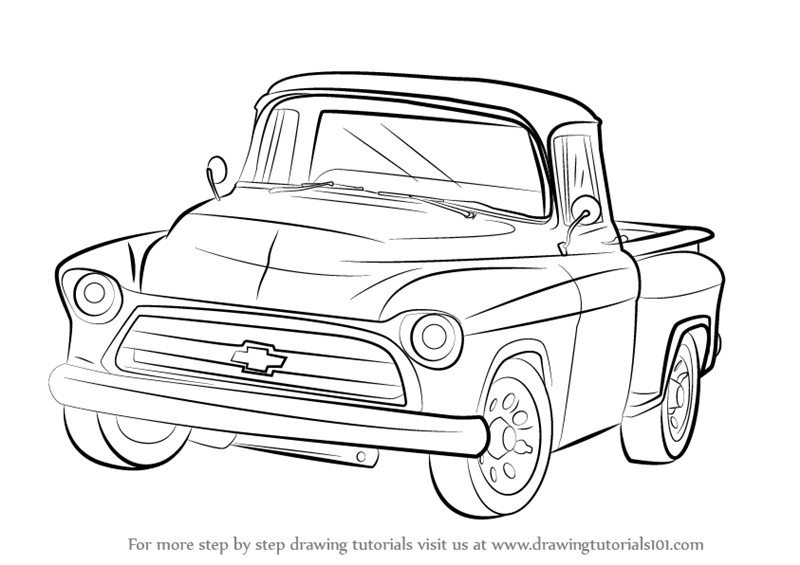 800x565 Learn How To Draw A 1955 Chevy Truck (Trucks) Step By Step - Silverado Sketch