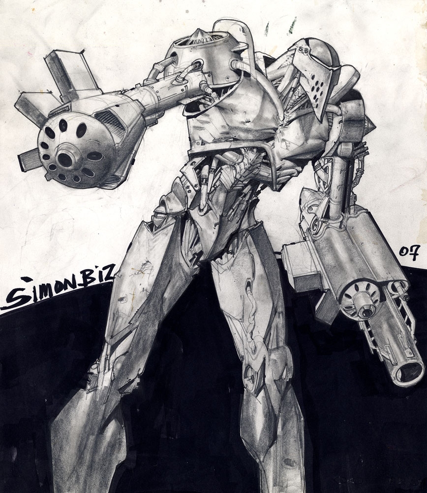 868x1000 Simon Bisley Original Terminator Robot Concept Art (Sold), In - Simon Bisley Sketch