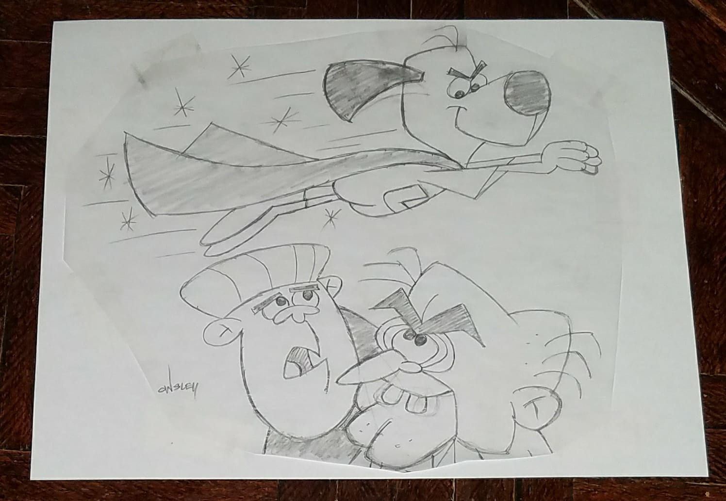 1496x1033 Underdog, Simon Barsinister, And Cad Lackey 8.5x11 Pencil Sketch - Simon Sketch