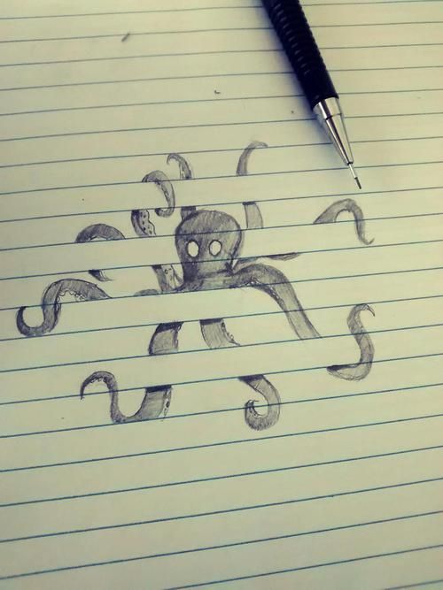 500x667 Octopus Procrastination People, Stuffing And Drawings - Simple 3d Sketches