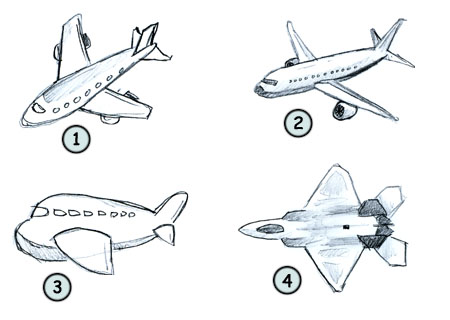 450x320 Drawing A Cartoon Airplane - Simple Airplane Sketch