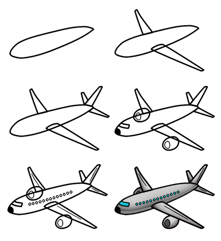 450x490 Drawing A Cartoon Airplane - Simple Airplane Sketch