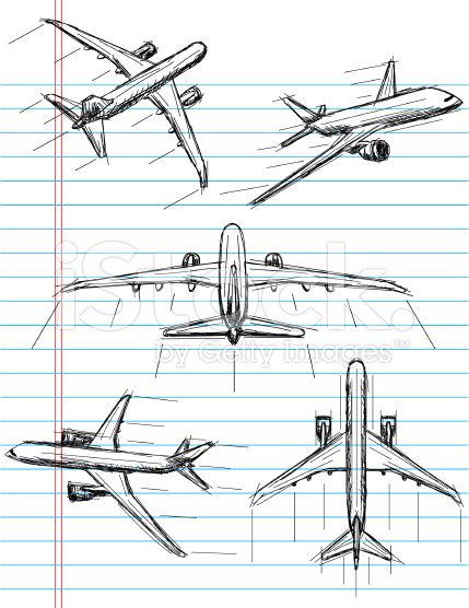 429x556 Airplane Sketch Illustration - Simple Airplane Sketch