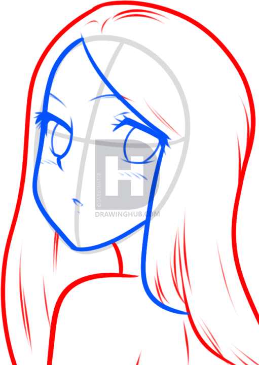 511x720 How To Draw A Simple Anime Girl, Step By Step, Drawing Guide, By - Simple Anime Sketch