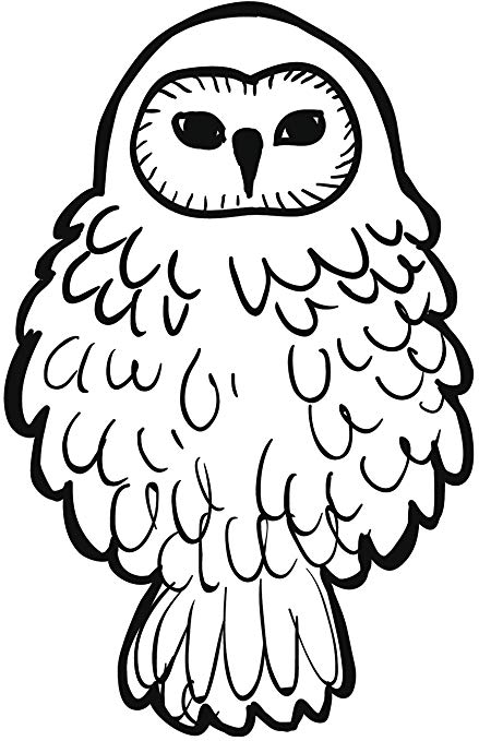439x679 Cute Simple Black White Owl Bird Pen Sketch Art Vinyl - Simple Barn Sketch