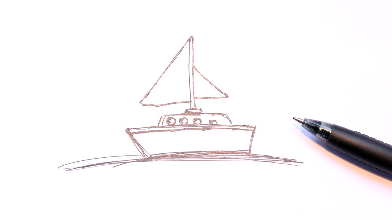 1280x720 Drawn Sailing Boat Simple - Simple Boat Sketch