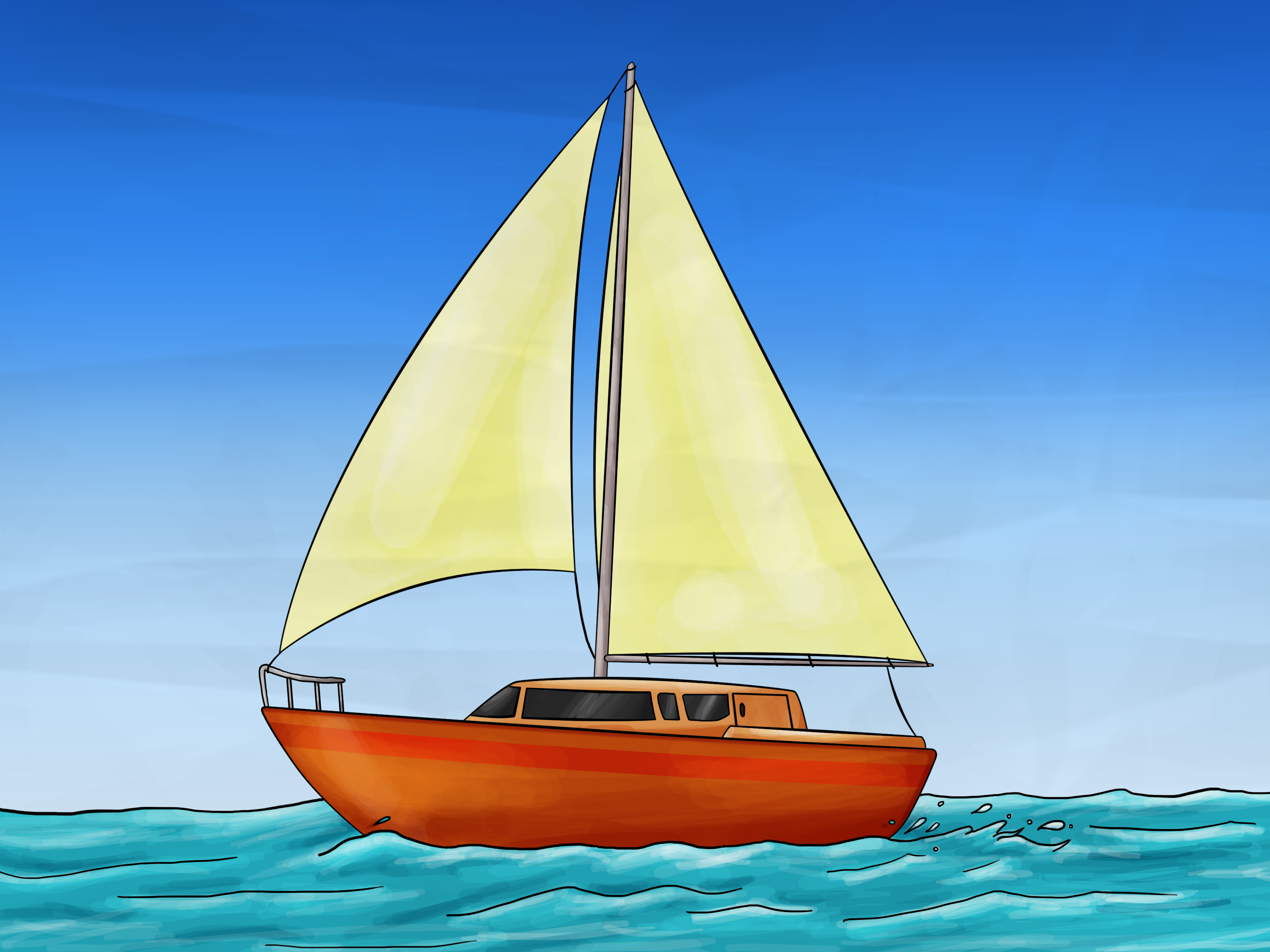 3200x2400 How To Draw A Sailboat 7 Steps (With Pictures) - Simple Boat Sketch