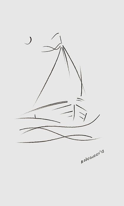 421x700 Simple Sailboat Drawing Print By Mario Perez Tattoos - Simple Boat Sketch