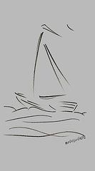 133x240 Black And White Sail Boat Drawings - Simple Boat Sketch