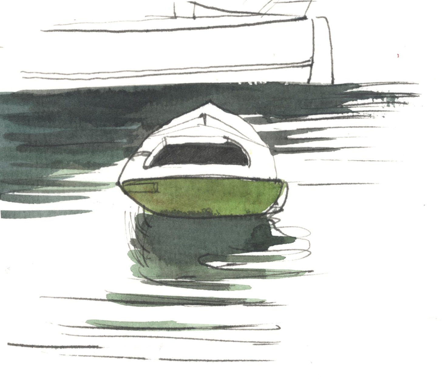 1456x1281 Doodlemonger A Simple Way To Paint Reflections In Water - Simple Boat Sketch