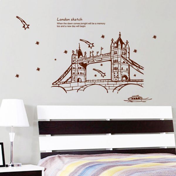 600x600 Simple Style London Bridge Sketch Wall Sticker Home Decoration - Simple Bridge Sketch