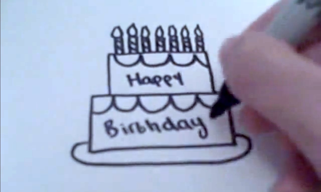 1280x768 How To Draw A Cartoon Birthday Cake - Simple Cake Sketch