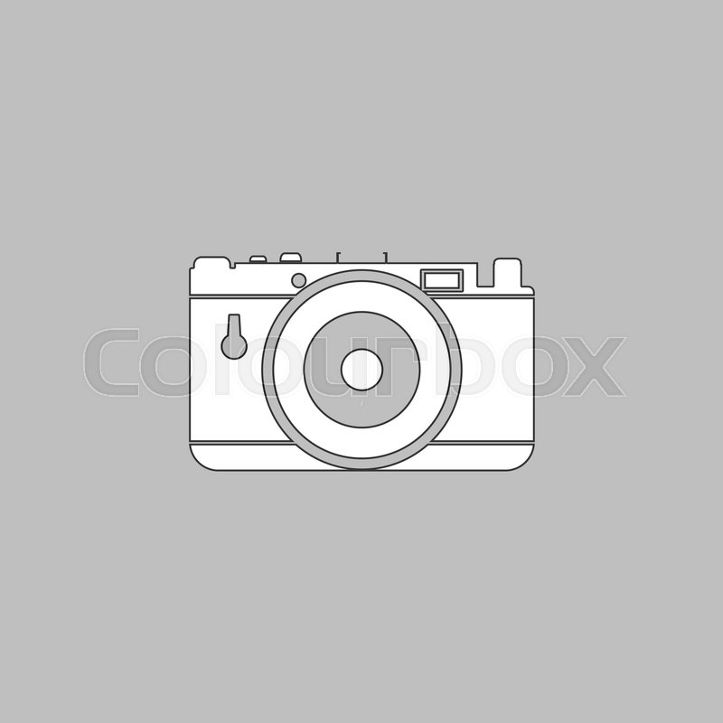 800x800 Photo Camera Simple Line Vector Button. Thin Line Illustration - Simple Camera Sketch