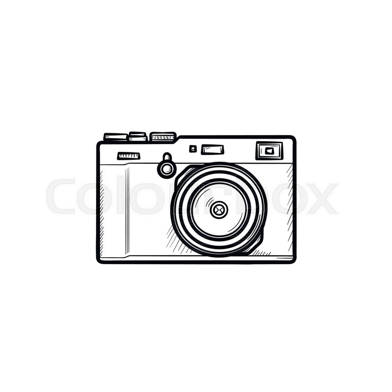 800x800 Simple Camera Hand Drawn Outline Doodle Icon. Vintage Photocamera - Simple Camera Sketch