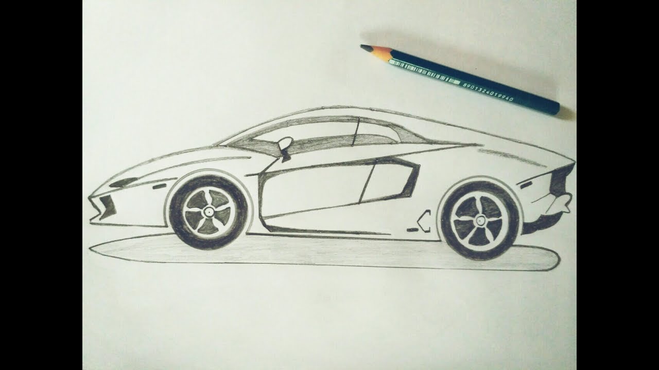 1280x720 How To Draw Lamborghini Car Sketch Tutorial In Simple Easy Step By - Simple Car Sketch