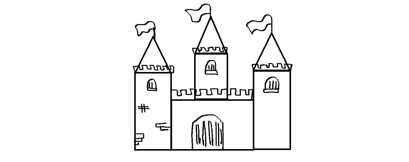 1359x540 Easy Kids Drawing Lessons How To Draw A Cartoon Castle - Simple Castle Sketch